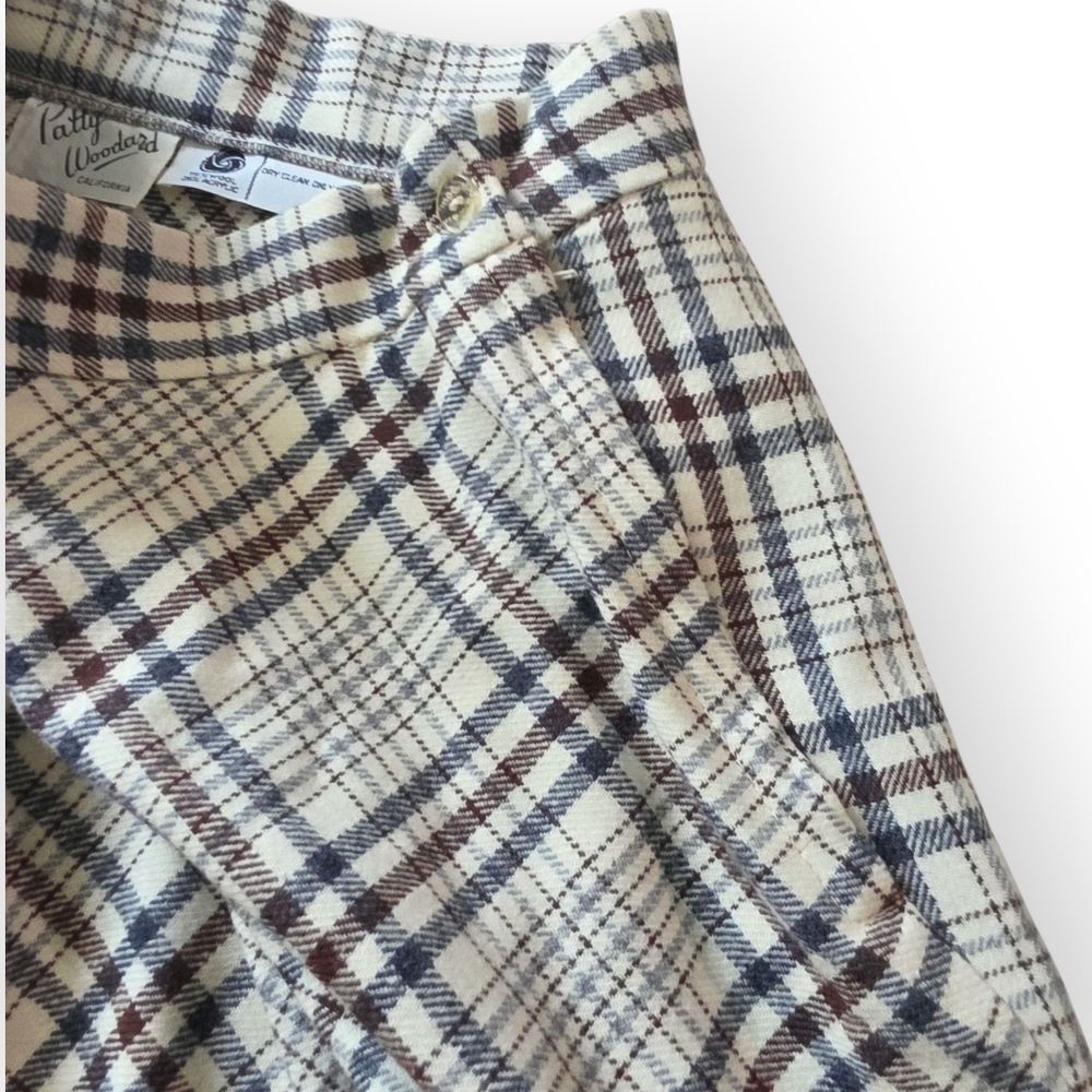 Vintage 50s/60s Patty Woodward A-line Plaid Wool Skirt, Size 7/8 - Picture 4 of 8